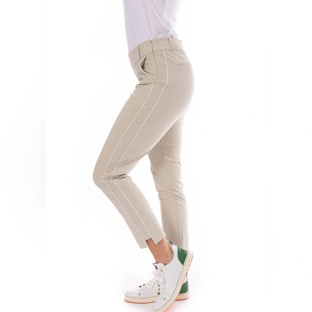 Classic Women's Beige Ankle Pants - Picture 4 of 14